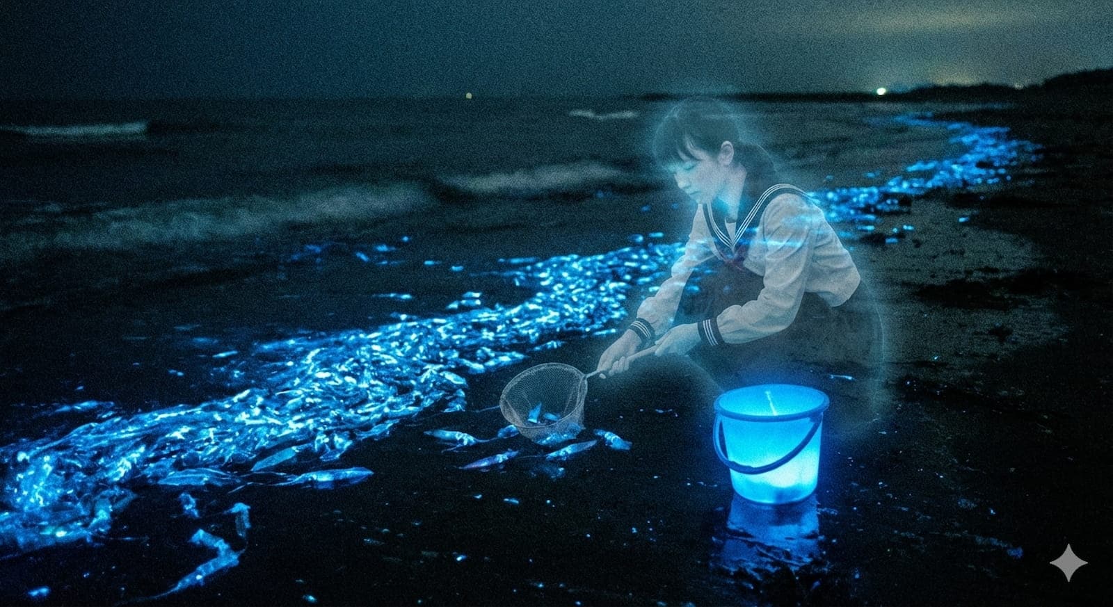 湾岸のホタルイカすくい花子